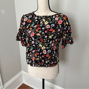 Loft - Floral Black Top - slight crop
